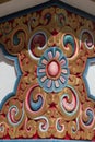 Nepal,Detail of flower ornamentation in a gold background of a tibetan buddhist stupa. Royalty Free Stock Photo