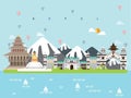 Nepal Famous Landmarks Infographic Templates for Traveling Minimal Style and Icon, Symbol Set Vector.