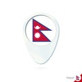 Nepal flag location map pin icon on white background Royalty Free Stock Photo