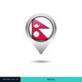 Nepal flag map pin vector design template. Royalty Free Stock Photo