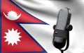 Nepal flag with microphone 3d rendering image