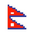 Nepal Flag Pixel Art Cartoon Retro Game Style Set