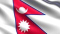 Nepal Flag, With Waving Fabric Texture
