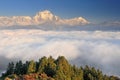 Nepal, Ghorepani, Poon Hill, Dhaulagiri massif, Himalaya, Dhaulagiri range looking west from Poon Hill