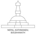 Nepal, Kathmandu, Boudhanath travel landmark vector illustration Royalty Free Stock Photo