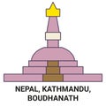 Nepal, Kathmandu, Boudhanath travel landmark vector illustration Royalty Free Stock Photo