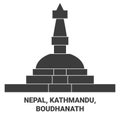 Nepal, Kathmandu, Boudhanath travel landmark vector illustration Royalty Free Stock Photo