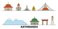 Nepal, Kathmandu flat landmarks vector illustration. Nepal, Kathmandu line city with famous travel sights, skyline Royalty Free Stock Photo