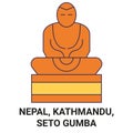 Nepal, Kathmandu, Seto Gumba travel landmark vector illustration