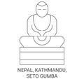 Nepal, Kathmandu, Seto Gumba travel landmark vector illustration