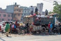 Nepal, Kathmandu sorting garbage in the city streets. Environmental disaster