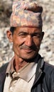 Nepal man with typical nepali hat on head