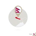 Nepal map and flag in circle. Map of Nepal, Nepal flag pin. Map of Nepal in the style of the globe Royalty Free Stock Photo