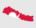 Nepal Flag Map. Map of the Federal Democratic Republic of Nepal with the Nepalese country banner. Vector Illustration