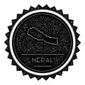 Nepal Map Label with Retro Vintage Styled Design.