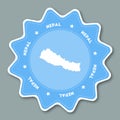 Nepal map sticker in trendy colors.