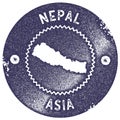 Nepal map vintage stamp.