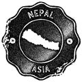 Nepal map vintage stamp.