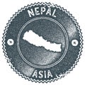 Nepal map vintage stamp.