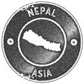 Nepal map vintage stamp.