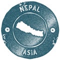 Nepal map vintage stamp.
