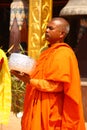 Nepal monks in bright orange clothes