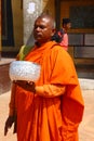 Nepal monks in bright orange clothes