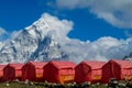 Nepal mountain village on EBC trekking route Royalty Free Stock Photo