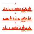 Nepal travel destination grand vector illustration.