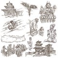 Nepal - Pictures of life. Travel. Full sized hand drawings, orig