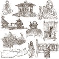 Nepal - Pictures of life. Travel. Full sized hand drawings, orig