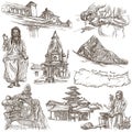 Nepal - Pictures of life. Travel. Full sized hand drawings, orig