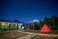 Nepal trek mountain lodge at night Royalty Free Stock Photo