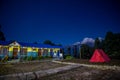 Nepal trek mountain lodge at night Royalty Free Stock Photo