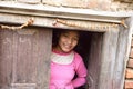 Nepalese girl outside the city of Bhaktapur, Nepal, December 2017