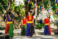 Nepalese girls in colorful clothes. Nepal, kathmandu - nov, 2021