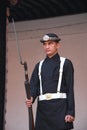 Nepalese guard standing. Royalty Free Stock Photo