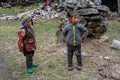 Nepalese little girl and boy in Nepal village