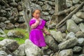 Nepalese little girl in Nepal village