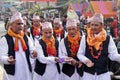 Nepalese male traditional dancers Royalty Free Stock Photo