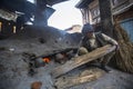 Nepalese man working in the his pottery workshop. Royalty Free Stock Photo