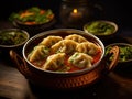 Nepalese Momo Jhol Achar Dumpling Soup, Fried Gyoza Broth, Spicy Tomato Momo Seasoned Soup