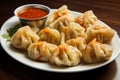 Nepalese Momos On A White Plate Royalty Free Stock Photo