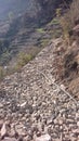 Nepalese Mountain Village Area Natural Scene Trekking Road with stone