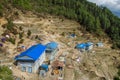 Small town in Khumbu, mountain village on EBC trekking route in Nepal Royalty Free Stock Photo