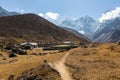 Nepalese mountain village resort houses. Royalty Free Stock Photo