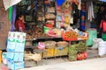 Nepalese people selling religious offerings in Kathmandu