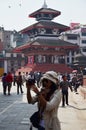 Nepalese people and traveler walking at Basantapur Durbar Square