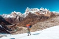 Nepalese Porter carrying Basket with luggage of mountain expedition Royalty Free Stock Photo