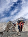 Nepalese porters in Dolpo, Nepal, Himalayas Royalty Free Stock Photo